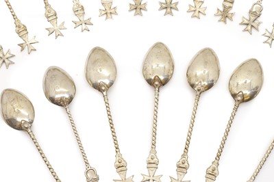 Lot 35 - A group of Maltese cross silver teaspoons