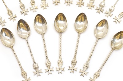 Lot 35 - A group of Maltese cross silver teaspoons