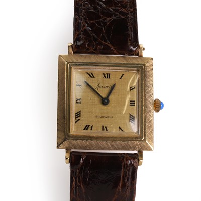 Lot 34N - A 9ct gold Accurist mechanical strap watch