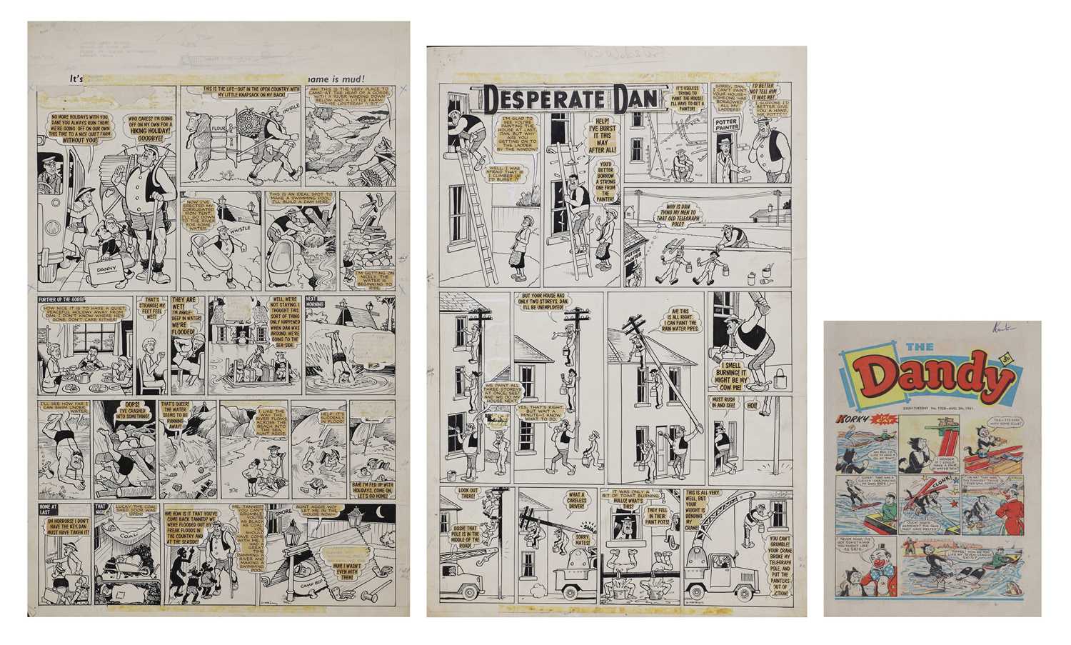 Dandy First Comic Inside Lot 137 - Original comic artwork for 'The Dandy'