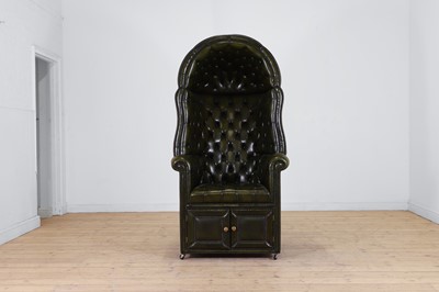 Lot 381 - A green leather porter's chair