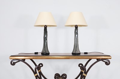 Lot 341 - A pair of glass table lamps