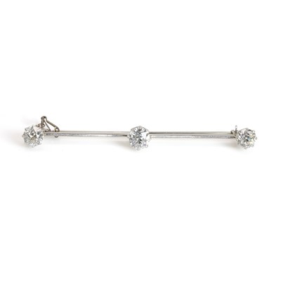 Lot 70 - A platinum and diamond bar brooch