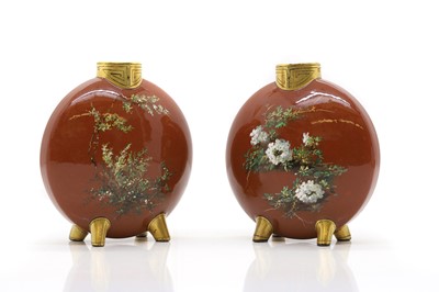 Lot 115 - A pair of Minton pottery moon flasks