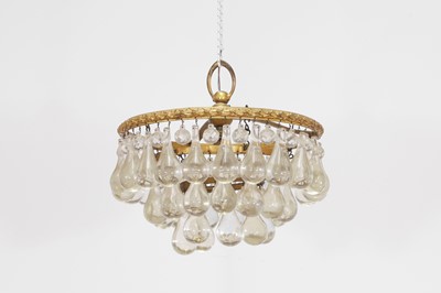 Lot 204 - A gilt-brass and glass basket chandelier