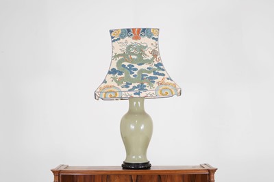 Lot 81 - A celadon-glazed pottery lamp