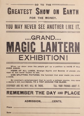 Lot 110 - A 'Grand Magic Lantern Exhibition' poster/handbill