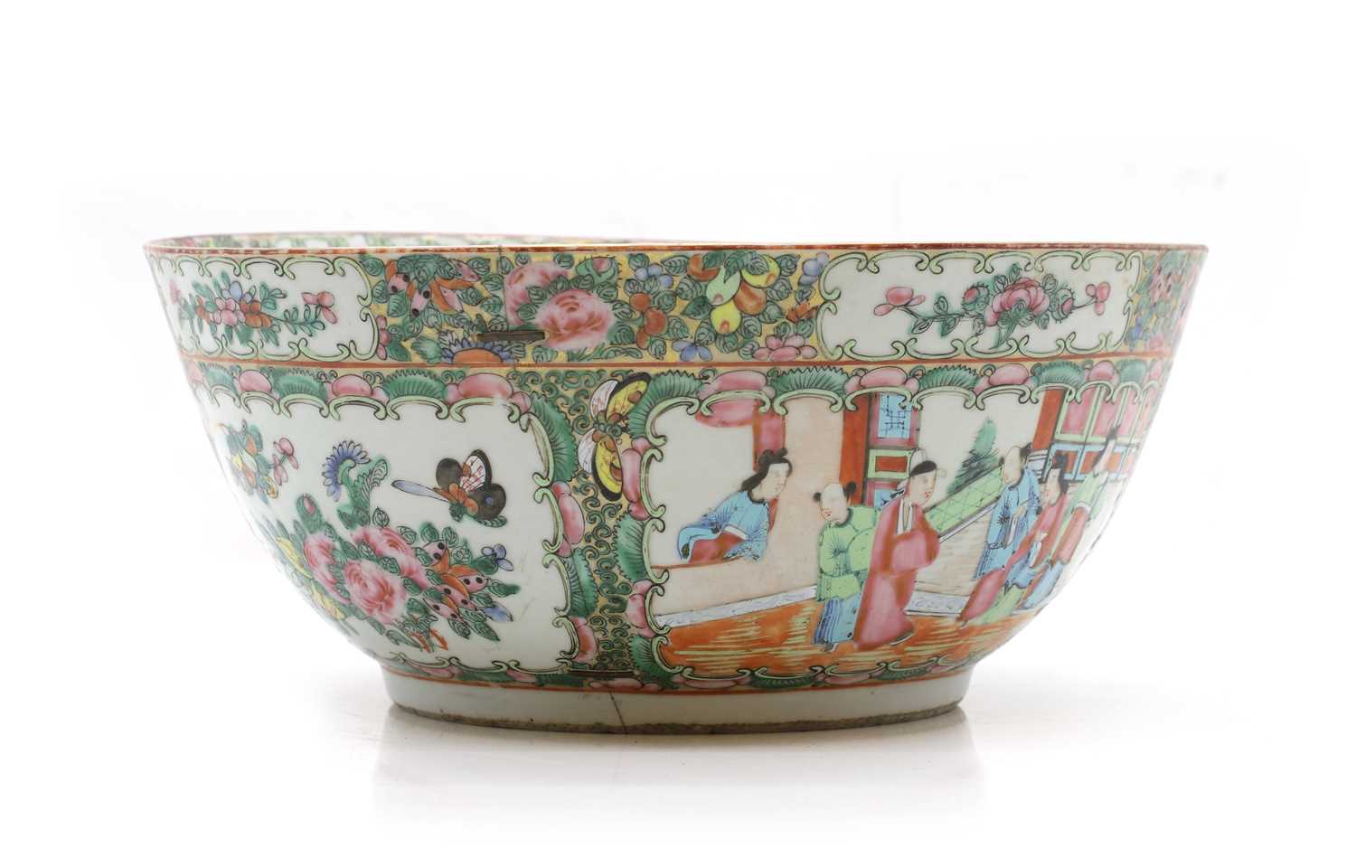 Lot 126 A Chinese Canton famille rose punch bowl,