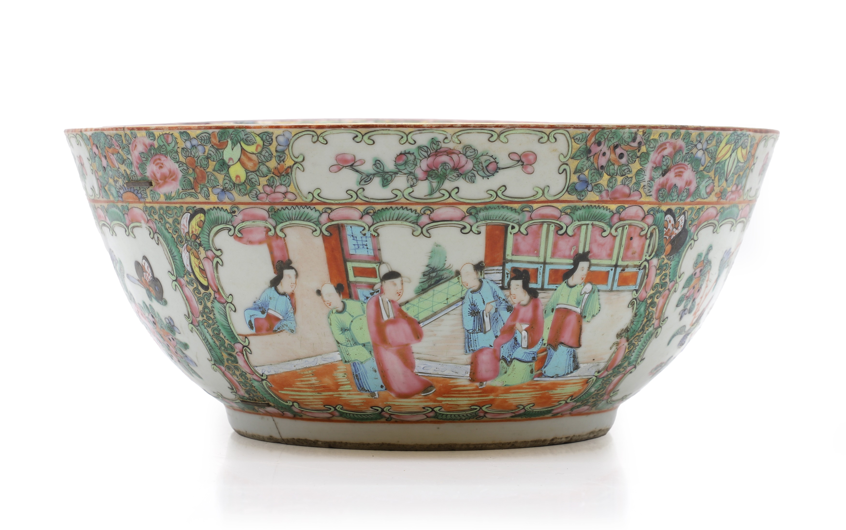 Lot 126 A Chinese Canton famille rose punch bowl,