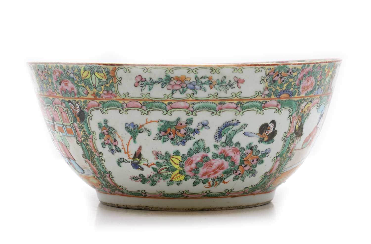Lot 126 A Chinese Canton famille rose punch bowl,