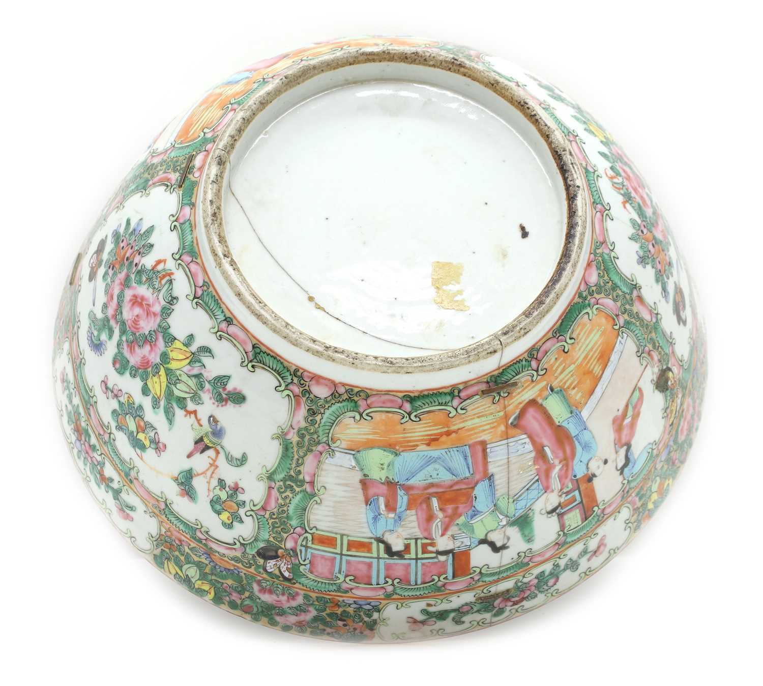 Lot 126 A Chinese Canton famille rose punch bowl,