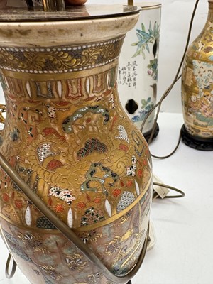 Lot 275 - A pair of Chinese porcelain table lamps
