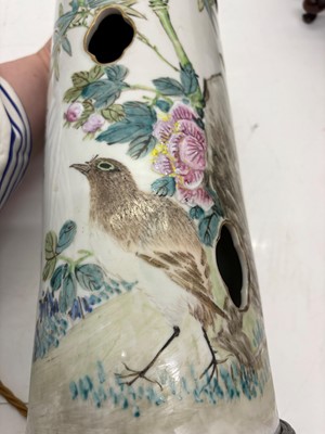 Lot 275 - A pair of Chinese porcelain table lamps