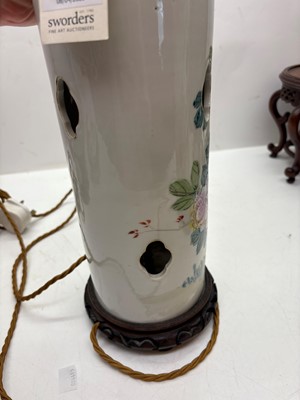 Lot 275 - A pair of Chinese porcelain table lamps