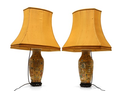 Lot 275 - A pair of Chinese porcelain table lamps
