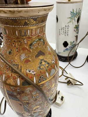 Lot 275 - A pair of Chinese porcelain table lamps