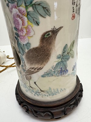 Lot 275 - A pair of Chinese porcelain table lamps