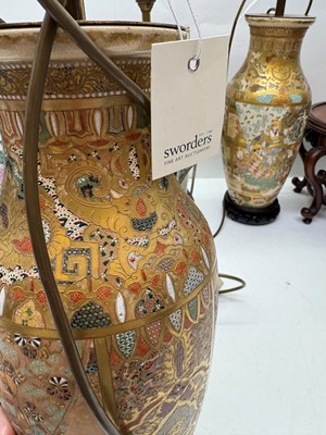 Lot 275 - A pair of Chinese porcelain table lamps