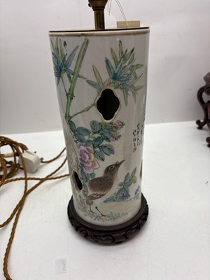 Lot 275 - A pair of Chinese porcelain table lamps