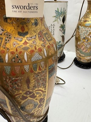 Lot 275 - A pair of Chinese porcelain table lamps