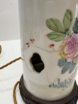 Lot 275 - A pair of Chinese porcelain table lamps