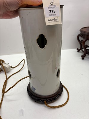 Lot 275 - A pair of Chinese porcelain table lamps