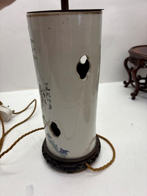 Lot 275 - A pair of Chinese porcelain table lamps