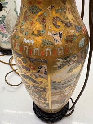 Lot 275 - A pair of Chinese porcelain table lamps