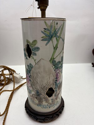 Lot 275 - A pair of Chinese porcelain table lamps