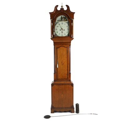 Lot 544 - An oak and mahogany cased longcase clock