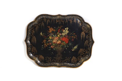 Lot 365 - A paper mache and painted tray