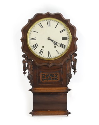 Lot 635 - A mahogany drop dial wall clock