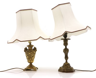 Lot 730 - Two gilt lamps