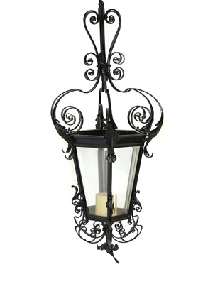 Lot 416 - A painted wrought iron lantern