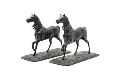 Lot 186 - A pair of Arabian bronze horses