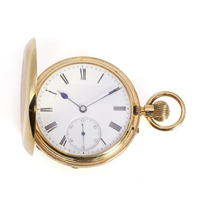 Lot 329 - An Edwardian 18ct gold side wind hunter pocket watch