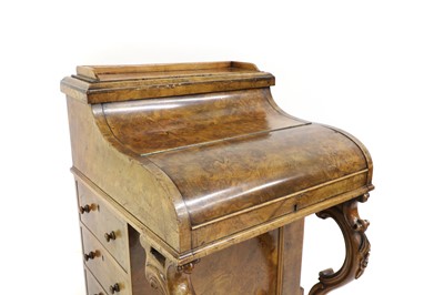 Lot 370 - A Victorian walnut piano top Davenport desk