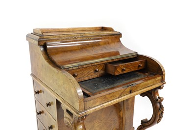 Lot 370 - A Victorian walnut piano top Davenport desk
