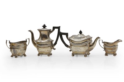 Lot 62 - A silver four piece tea service