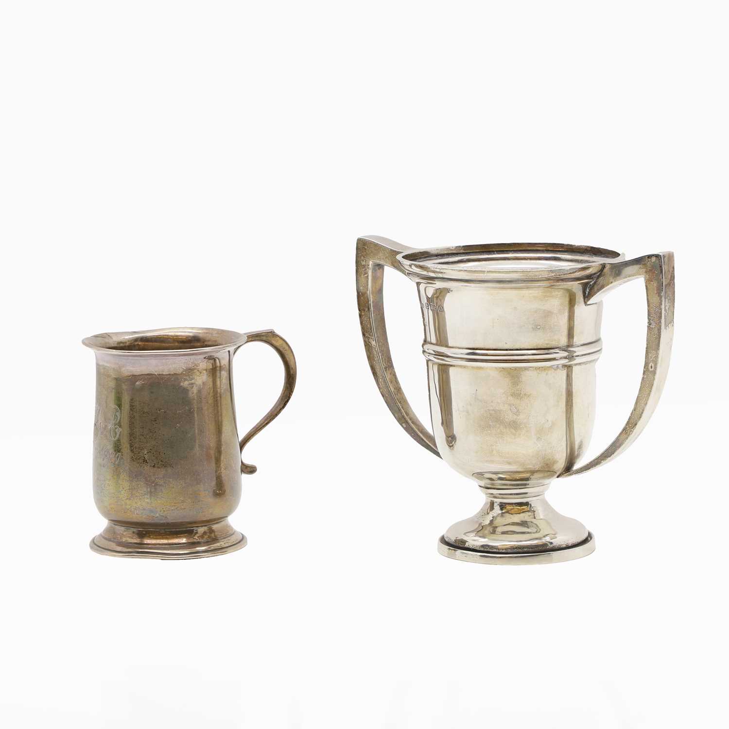 Lot 49 - A silver twin-handled cup