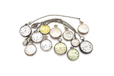 Lot 17 - A group of twelve silver pocket watches