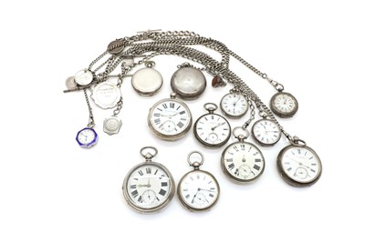 Lot 39 - A group of twelve silver pocket and fob watches