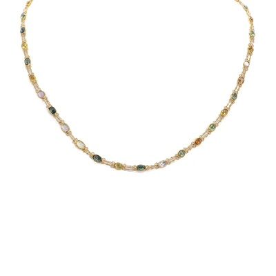 Lot 222 - A multicolour sapphire necklace