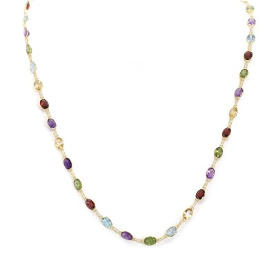 Lot 220 - A varicoloured gemstone long necklace