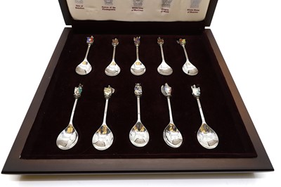 Lot 57 - A set of  ‘Queens Beasts Collection’ silver and enamelled spoons