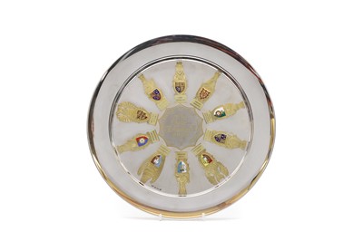 Lot 56 - A silver and enamelled dish