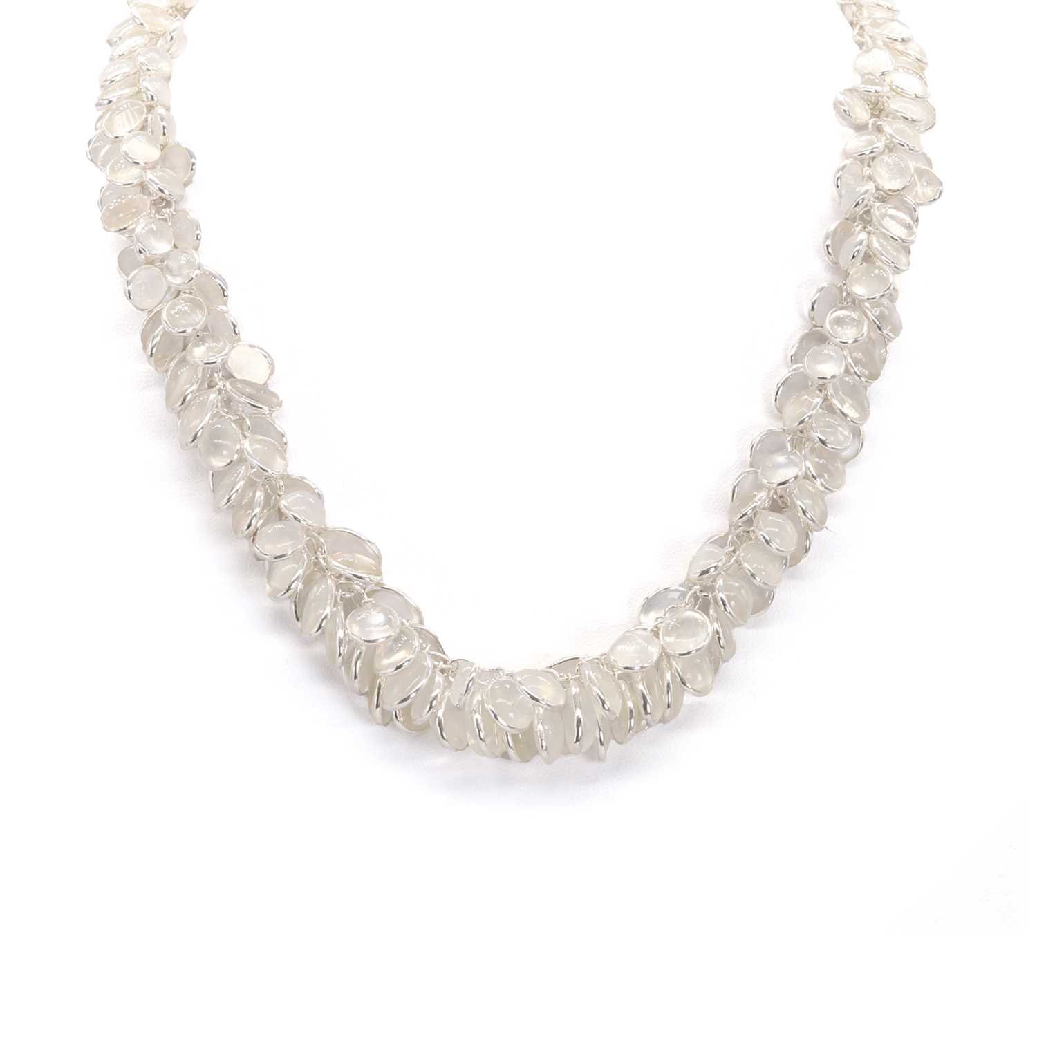 Lot 1220 - A silver moonstone drop necklace