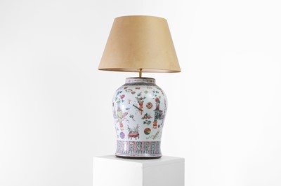 Lot 596 - A famille rose porcelain lamp