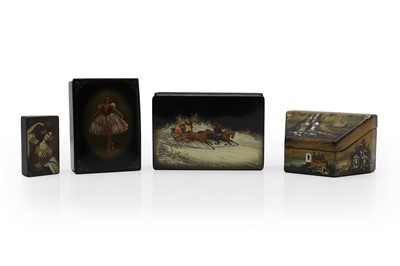 Lot 349 - Three Russian papier mache boxes