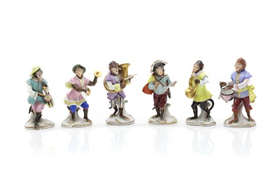 Lot 79 - A Volkstadt porcelain six piece monkey band